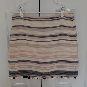 LOFT Striped Mini Skirt in Blush, Navy and Cream